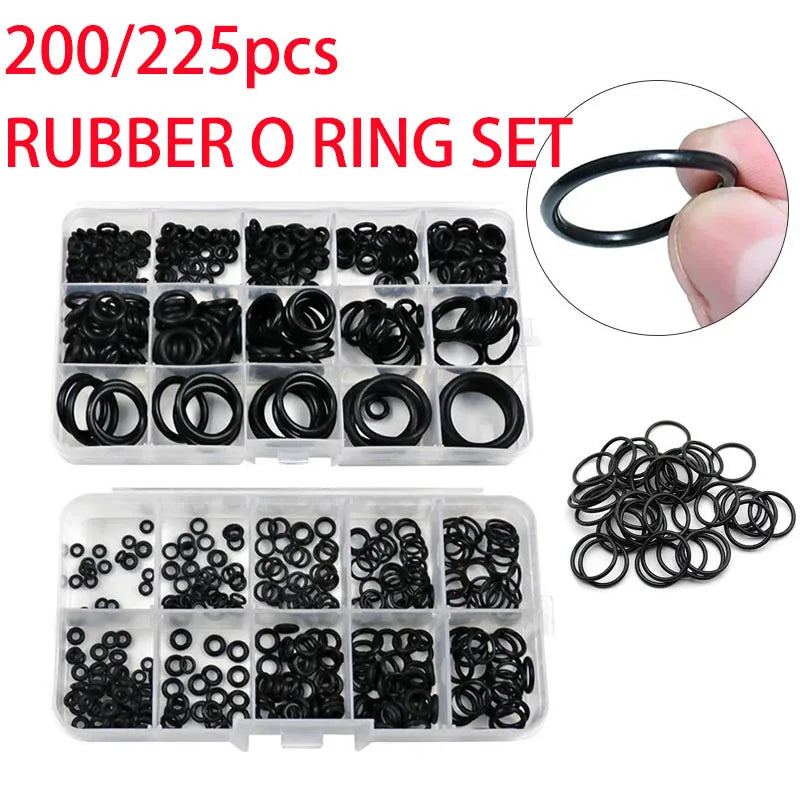 Rubber O Ring Set - 200pcs / 225pcs High-Pressure Sealing Gasket Repair Kit
