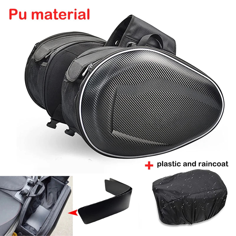 Universal Waterproof Expandable Motorcycle Saddle Bags, 36L-58L Panniers w/Cover