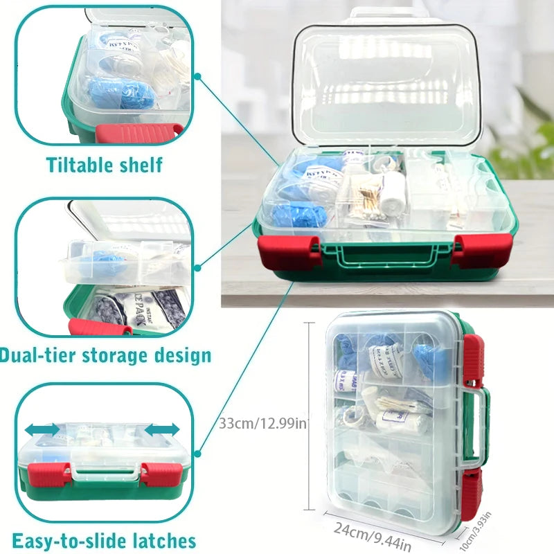 350pc Emergency First Aid Kit – Home, Office, Camping, Wall-Mountable Hard Case