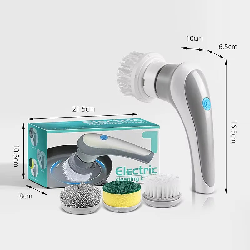 3-in-1 Electric Cleaning Brush - Rotating Sponge & Wire Brush, USB Rechargeable