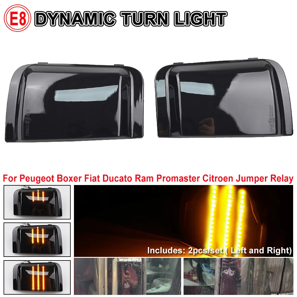 2pcs LED Dynamic Turn Signal Mirror Light For Peugeot Boxer Fiat Ducato Jumper
