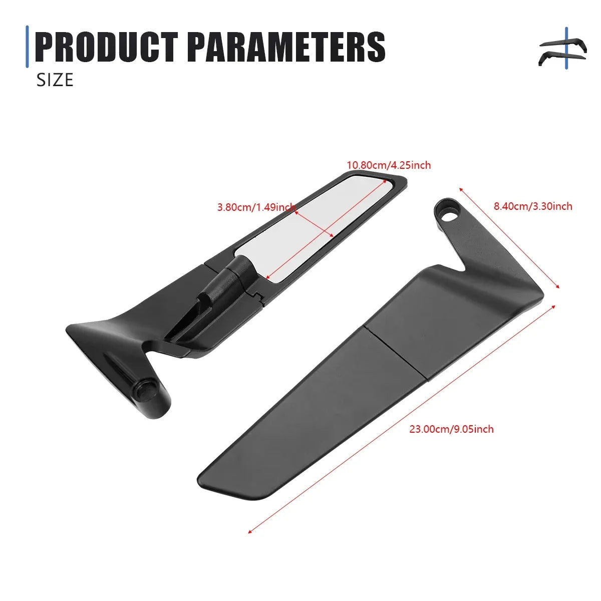 Kawasaki Z900 Z1000 Z800 Z750 Z650 Z400 Carbon Wing Rear View Mirrors Pair