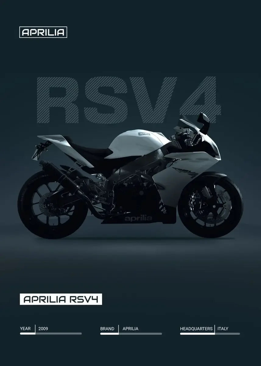 Minimalist Motorcycle Poster Art V4 S1000 RSV4 Canvas Print Mancave Office