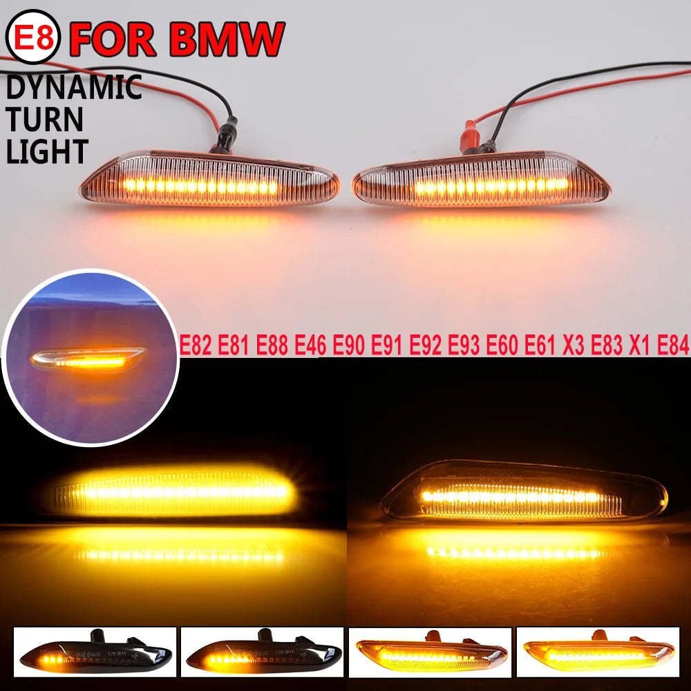 Sequential LED Turn Signal Side Marker Lights for BMW X3 X1 E46 E90 E92 E87 E88