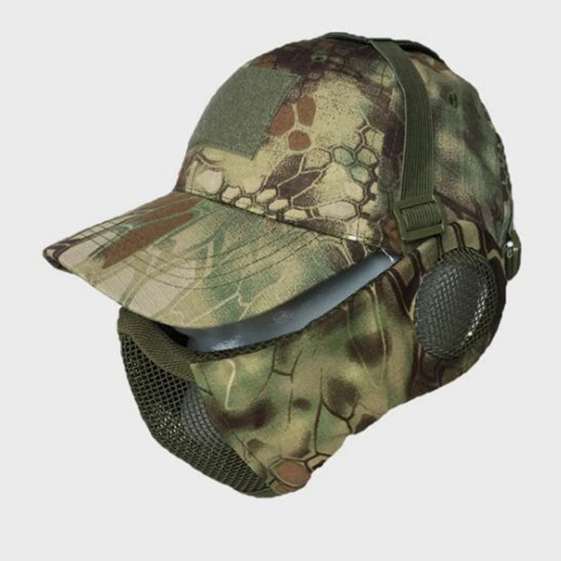 Airsoft Mesh Face Mask with Ear Protection Tactical Paintball Gear