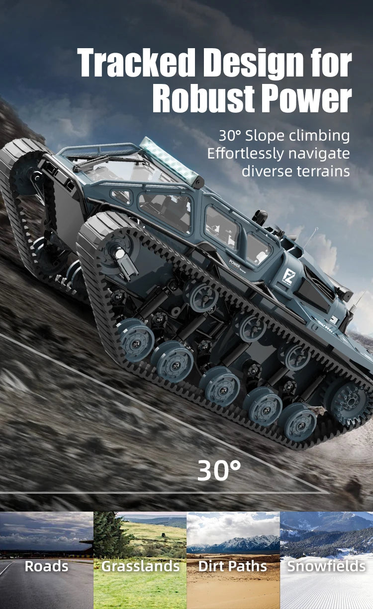 JJRC C8812 6CH RC Tank Tracked Car 2.4G 4WD Drift Off-Road Vehicle w/ LED Lights