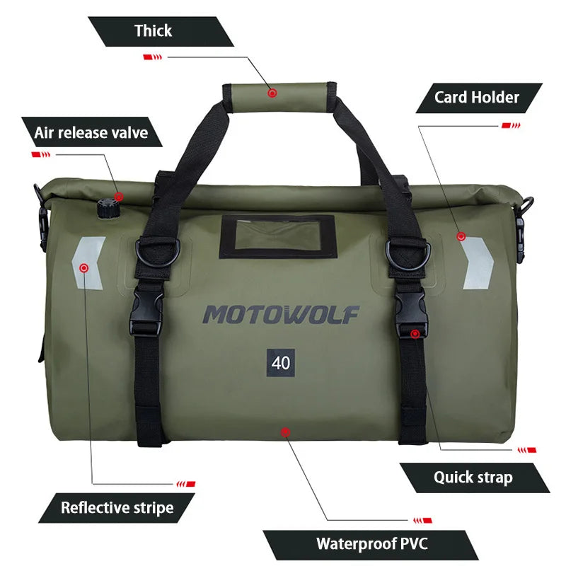 Waterproof Motorcycle Tail Bag 40/66L KTM BMW Yamaha Moto Luggage High Capacity