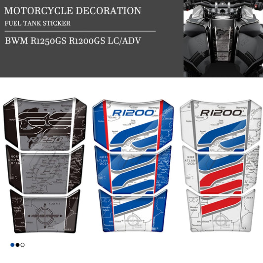 3D Resin Tank Pad Protector Fish Bone Sticker For BMW R1200GS R1250GS ADV 2014-22