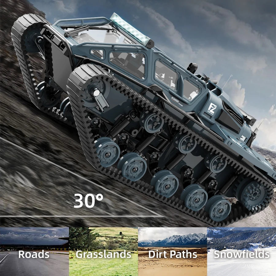 JJRC C8812 6CH RC Tank Tracked Car 2.4G 4WD Drift Off-Road Vehicle w/ LED Lights