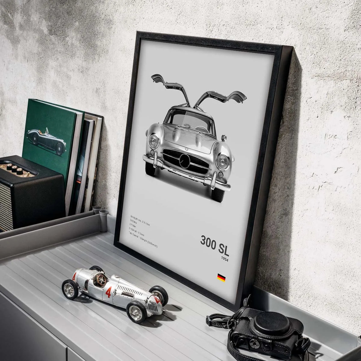 B&W Luxury Sports Car Poster Canvas Wall Art Garage Mancave Merc G63 SL GTR AMG