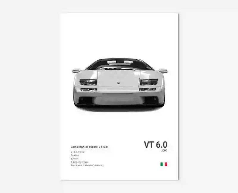 B&W Canvas Poster Luxury Supercar Lamborghini SUV SVJ Wall Art Garage Mancave
