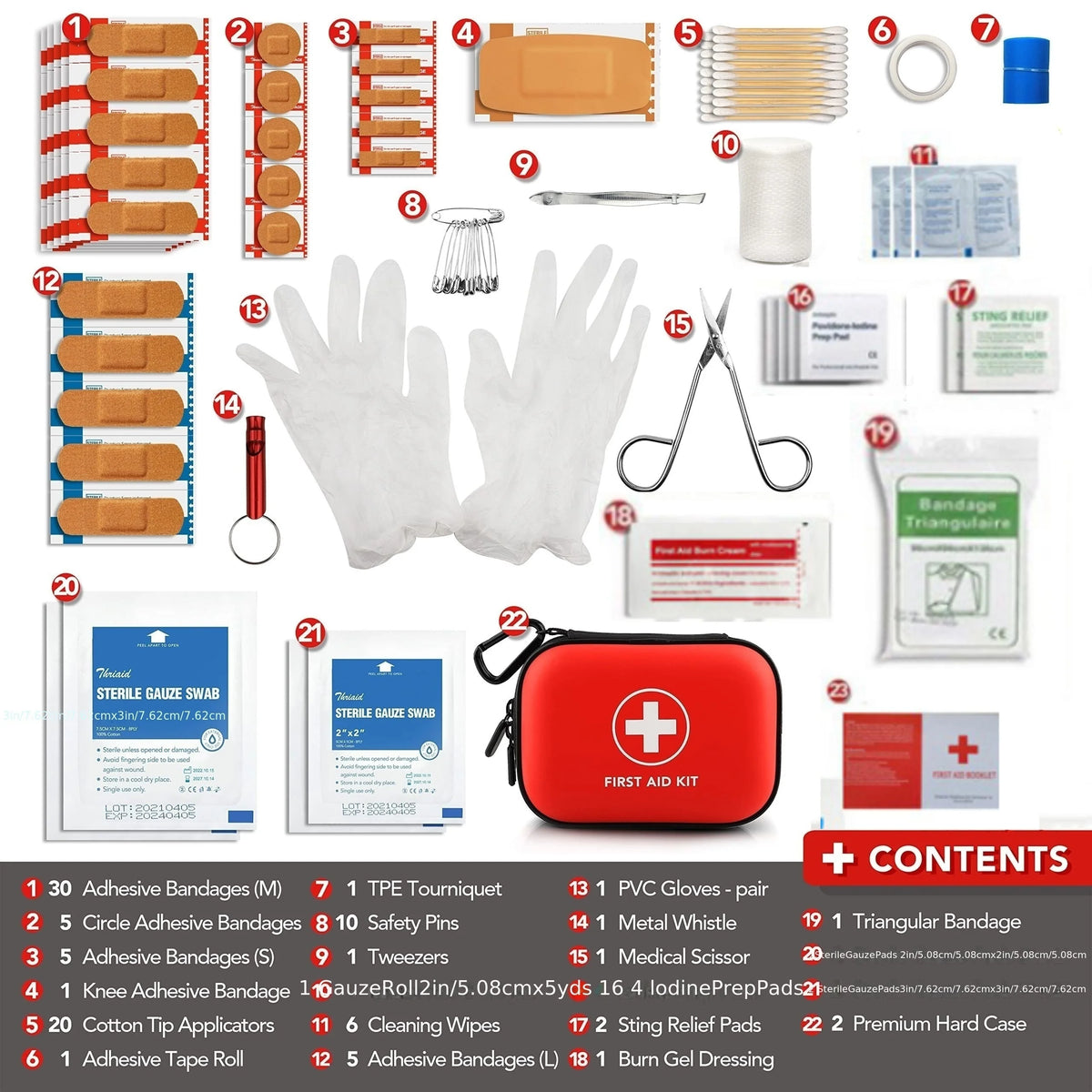 First Aid Kit Complete  92/104/284 Pieces – Compact & Water-Resistant Case