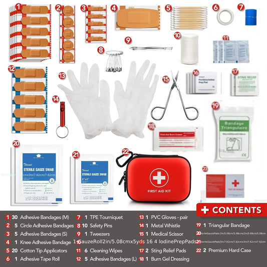 First Aid Kit Complete  92/104/284 Pieces – Compact & Water-Resistant Case