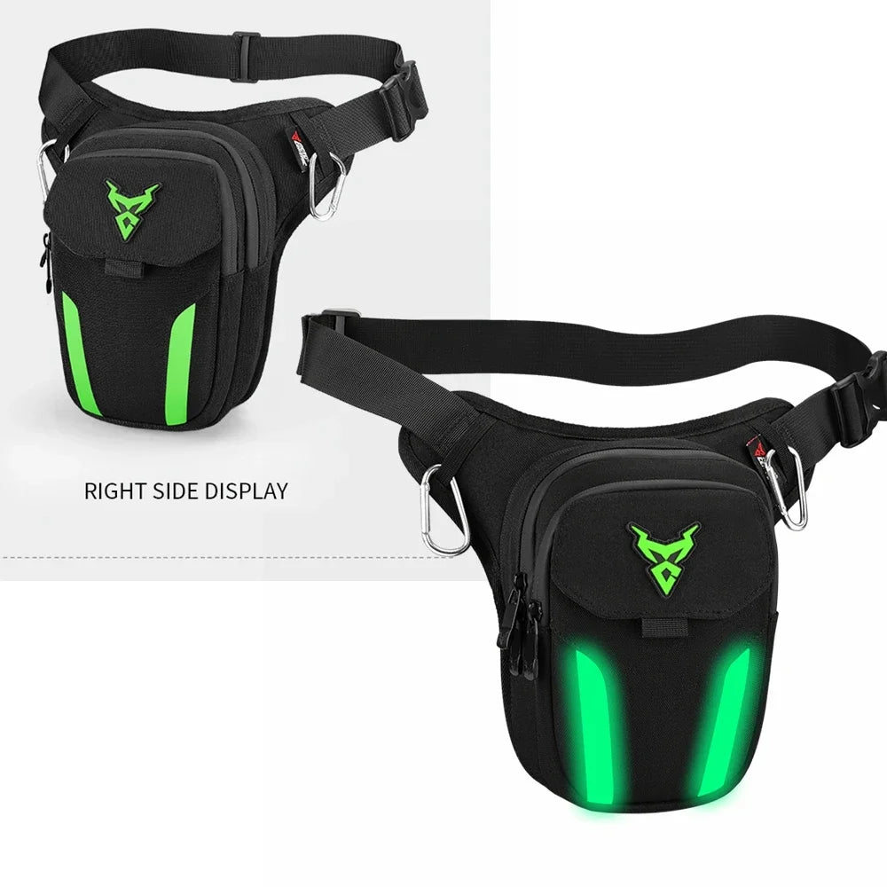Waterproof Motorcycle Drop Leg Bag with LED Light - Moto Pack for Outdoor Sports