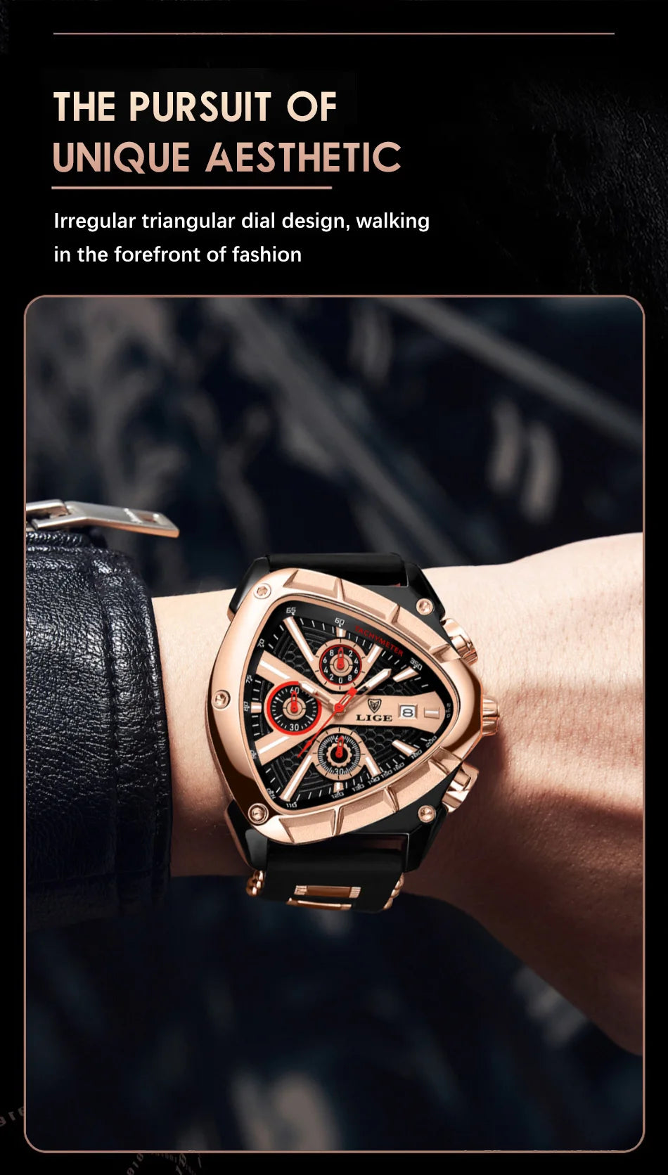 LIGE Original Luxury Men's Watch with Box choice of finish, Perfect Gift