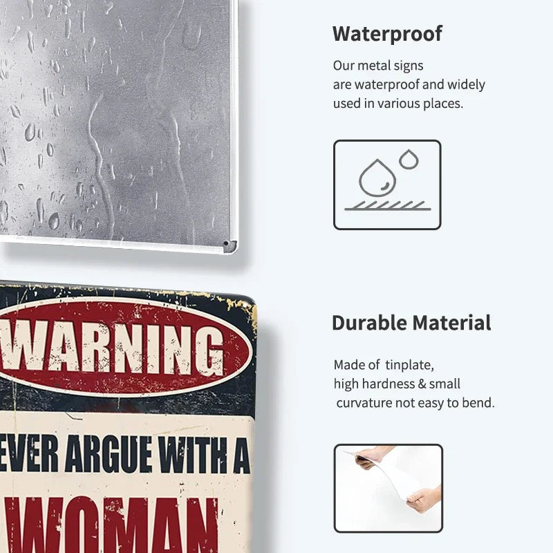 Funny Quote Tin Sign, Garage Wall Plaque, Humorous Metal Sign for Man Cave Decor
