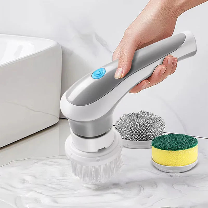 3-in-1 Electric Cleaning Brush - Rotating Sponge & Wire Brush, USB Rechargeable