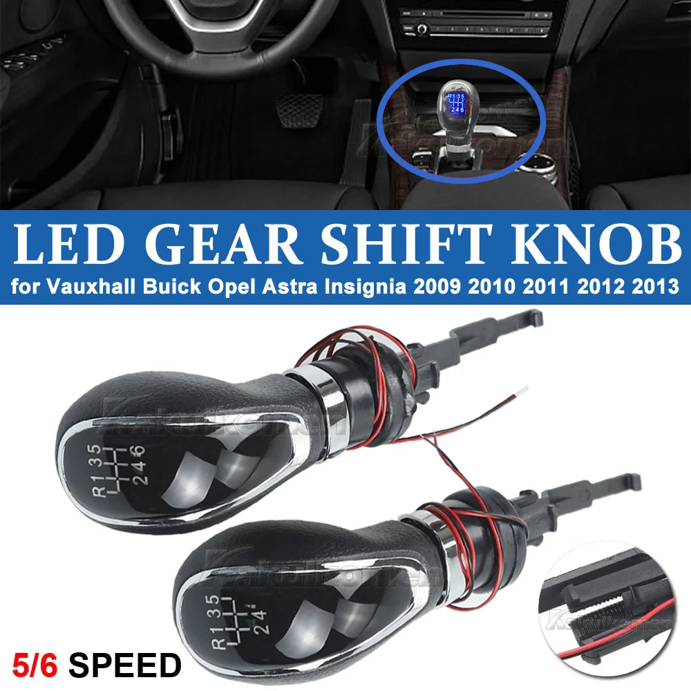 BLUE LED Car Gear Shift Knob 5/6-Speed Manual - Vauxhall Astra Excelle Insignia