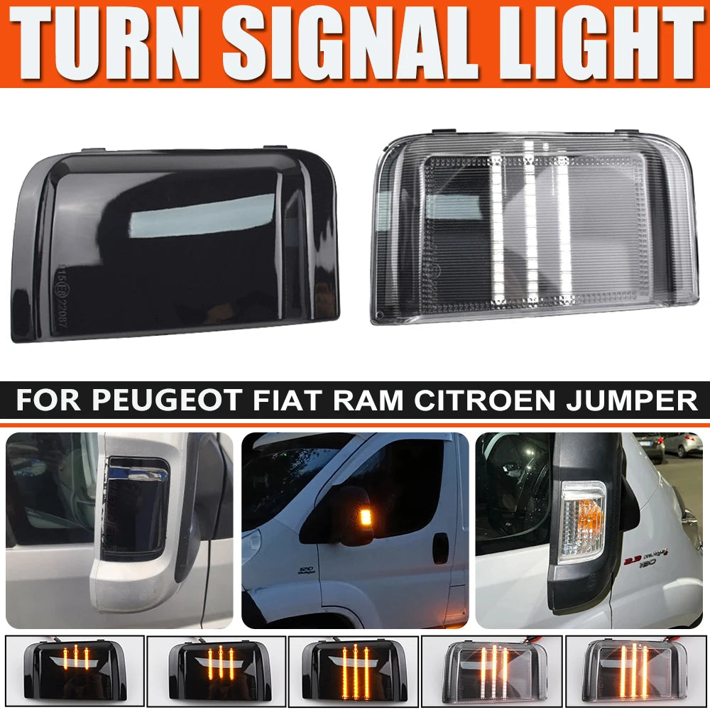 2pcs LED Dynamic Turn Signal Mirror Light For Peugeot Boxer Fiat Ducato Jumper