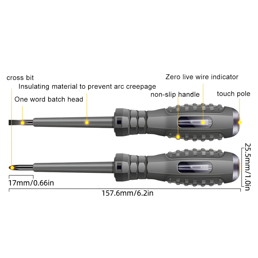 Neon Bulb Indicator Screwdriver Insulated Electrician pen Voltage Tester
