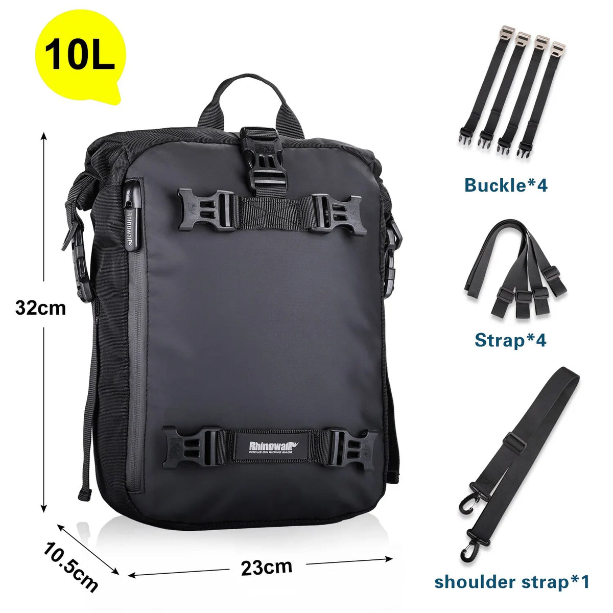 Rhinowalk Motorcycle Saddle Luggage Waterproof Rear Seat Bag 10L 20L 30L