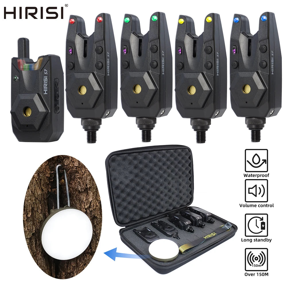 Wireless Carp Fishing Alarm Set w/ Camping Light Waterproof Bite Indicator
