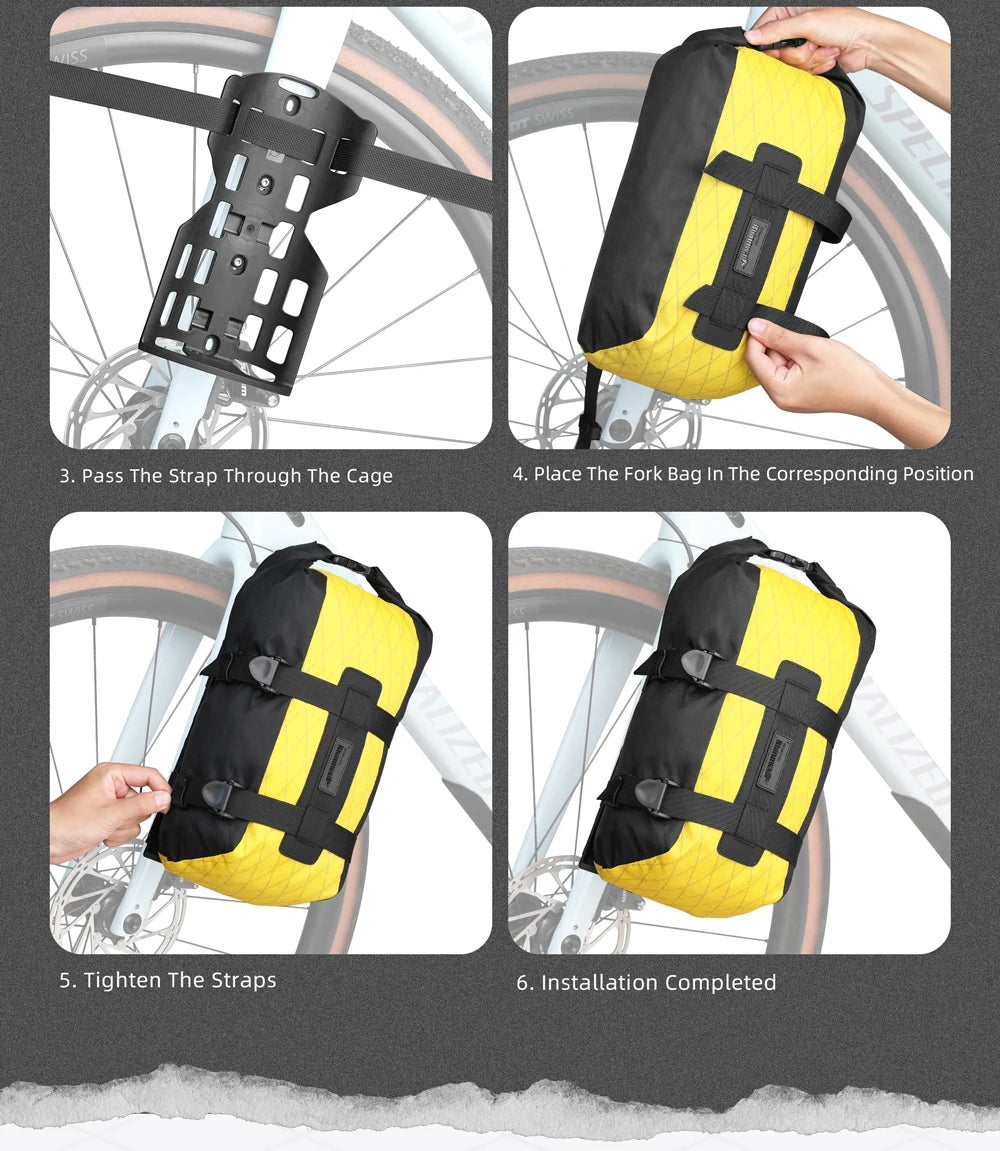 Rhinowalk 6.5L Bike Fork Bag Waterproof Roll Top Front Rack Pack MTB Cycling