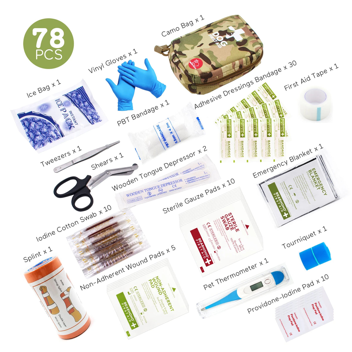 78Pcs Pet First Aid Kit – Emergency Dog Trauma Care Survival Bag w/ Supplies
