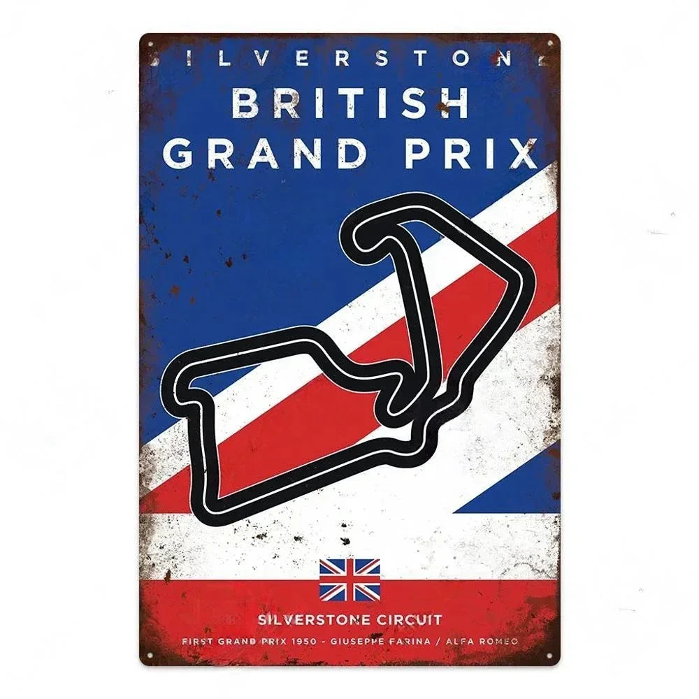 Vintage Race Track Metal sign F1 Aluminium Plaque Garage, Mancave, Home, Office