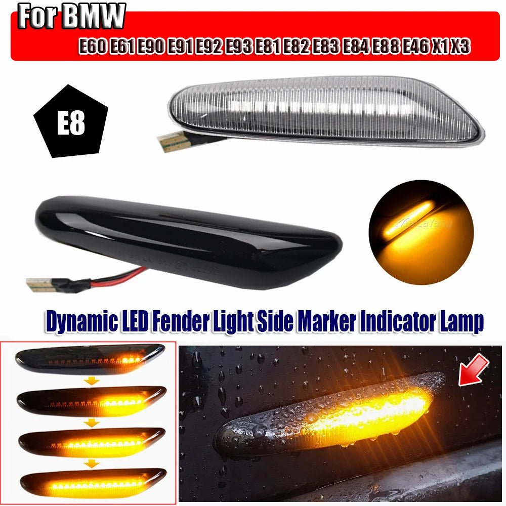 2X Dynamic LED Side Marker Turn Signal Light BMW E46 E90 E60 X1 X3 1 3 5 Series
