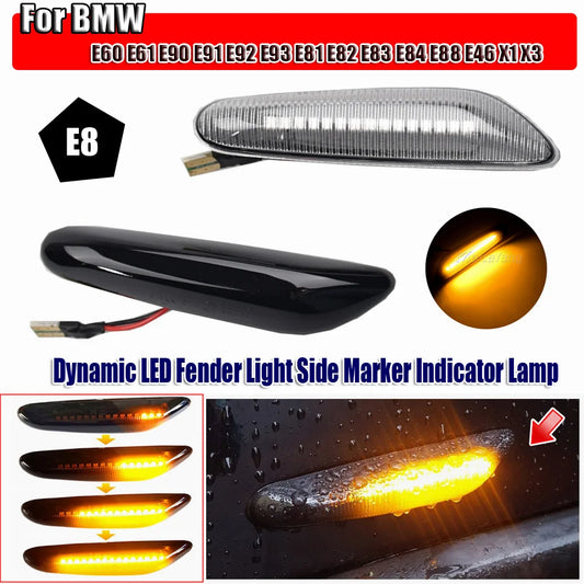 2X Dynamic LED Side Marker Turn Signal Light BMW E46 E90 E60 X1 X3 1 3 5 Series
