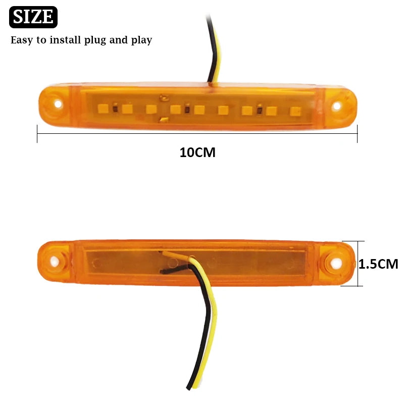 10PCS LED Trailer Side Marker Light 12V/24V Truck Lorry Indicator Lamp 9 SMD