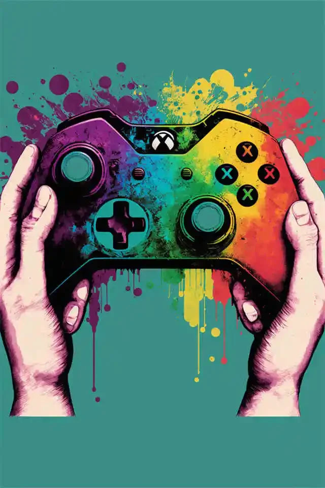 Colorful Vibrant Gamer Canvas Wall Art Nordic Aesthetic Unframed Poster Mancave