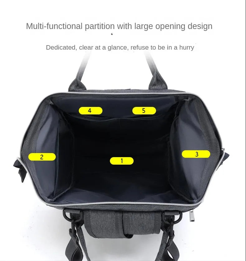 Large USB Mummy Diaper Bag - Waterproof, Functional, Nursing Backpack
