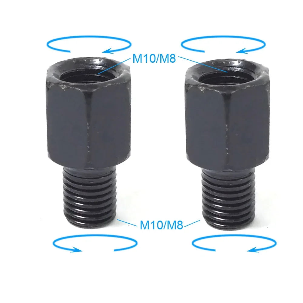 Black Motorcycle Mirror Adapters M10 M8 Right/Left Thread Conversion for Mirrors