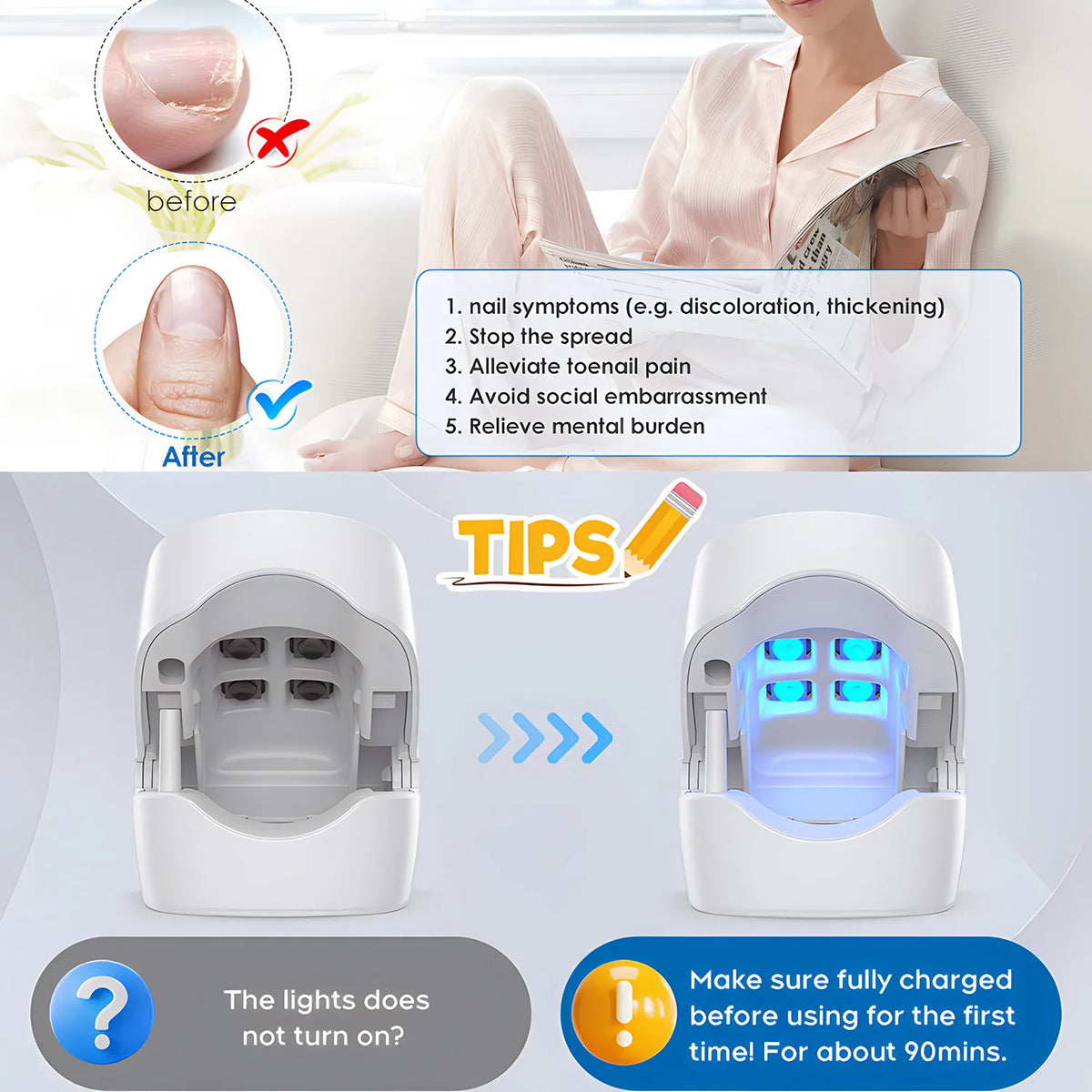 Nail Fungus Treatment | Rechargeable Anti-Fungal Tool for Toenail & Fingernail
