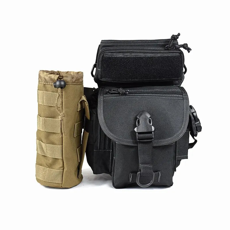Tactical Water Bottle Bag MOLLE 600D Nylon Khaki Pouch Outdoor Hiking Airsoft