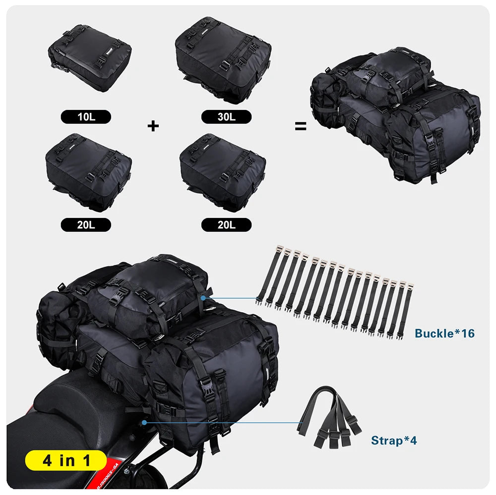 Rhinowalk Motorcycle Saddle Luggage Waterproof Rear Seat Bag 10L 20L 30L