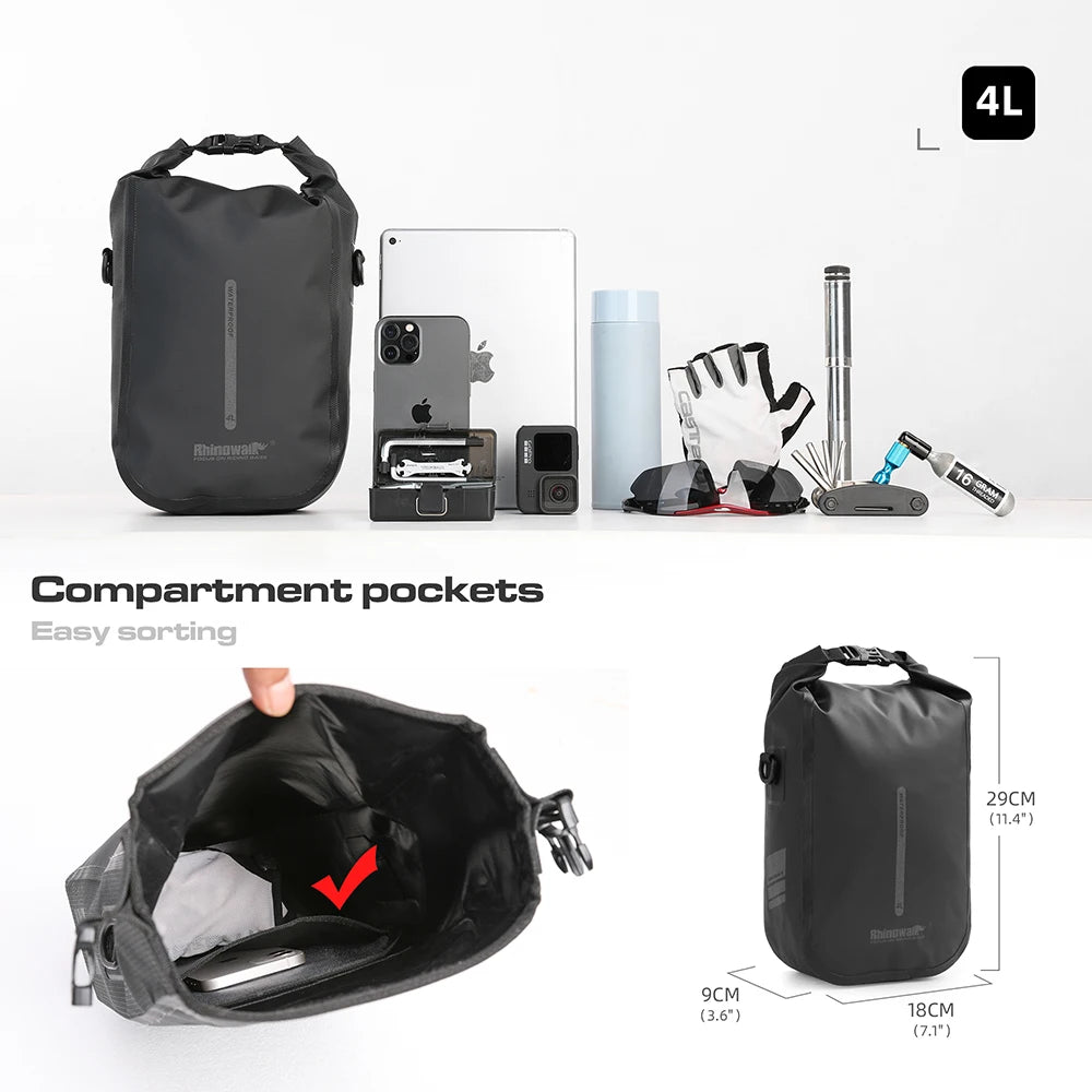 Rhinowalk Waterproof 4L-6L Bike Fork Bag Quick Release Shoulder Pack MTB Road
