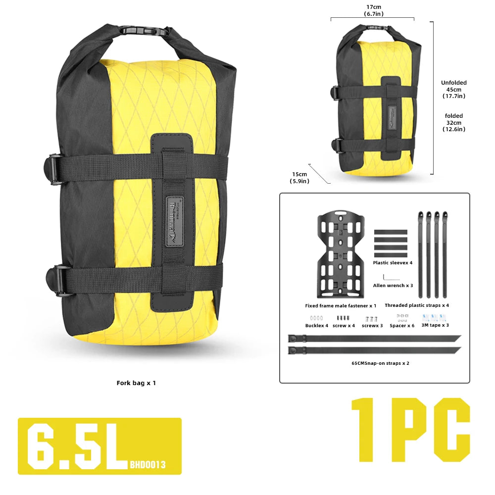Rhinowalk 6.5L Bike Fork Bag Waterproof Roll Top Front Rack Pack MTB Cycling