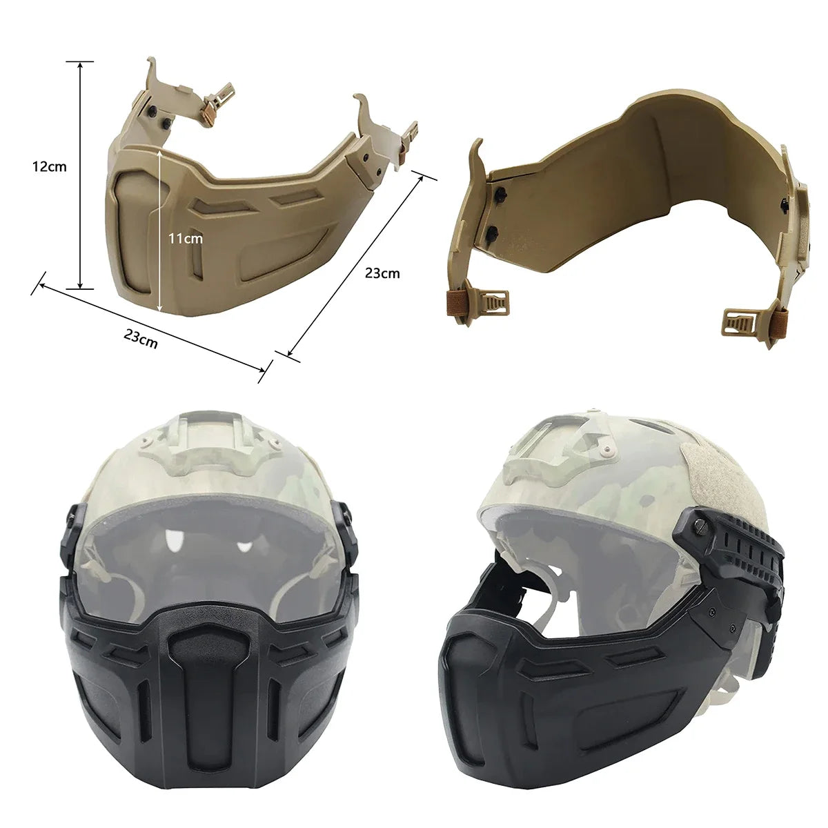 Tactical FAST Helmet Half Face Mask with Flip Goggles for Airsoft Paintball Hunting
