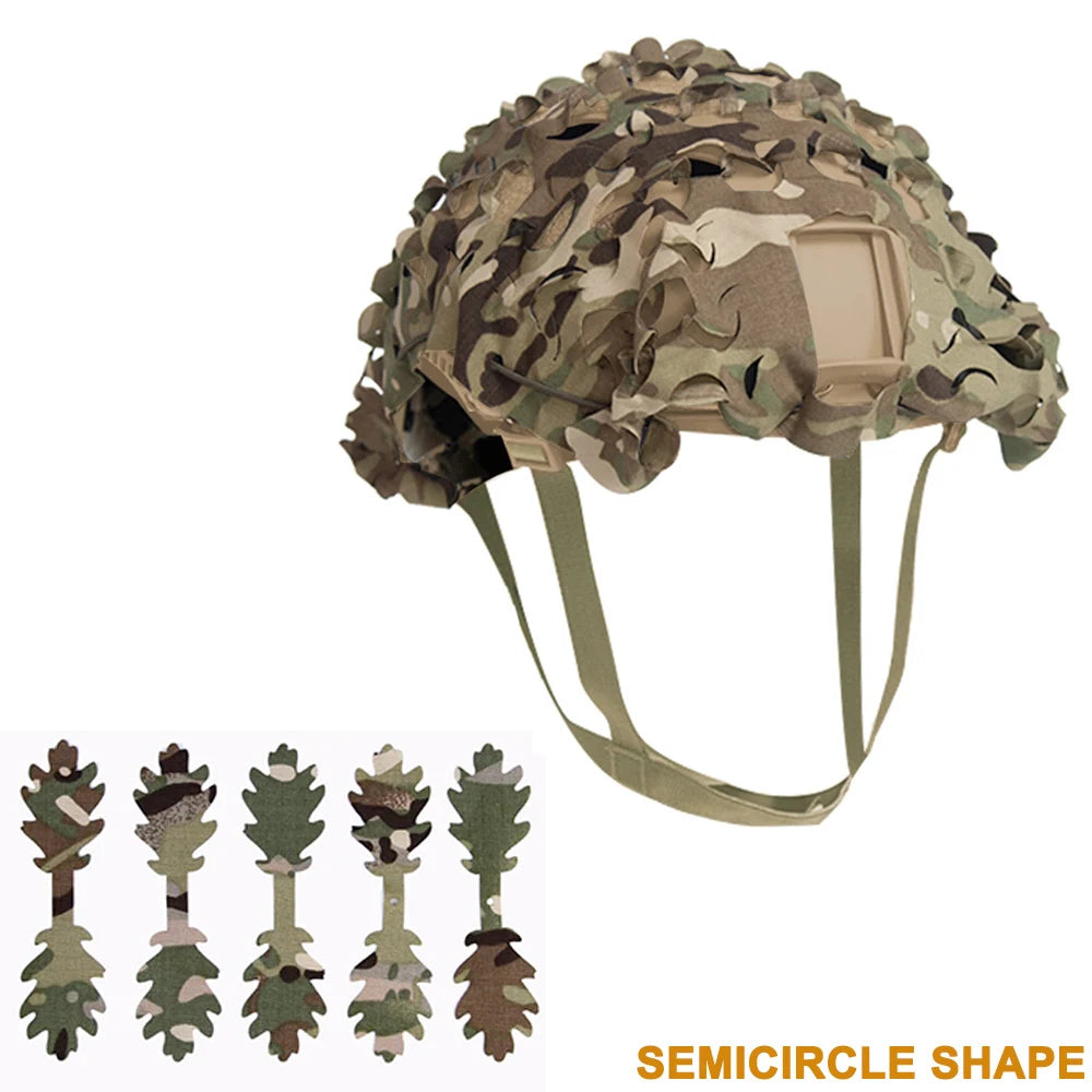 3D Camo Airsoft Helmet Cover – Laser Cut Leaf Shape or Mesh, Paintball Tactical