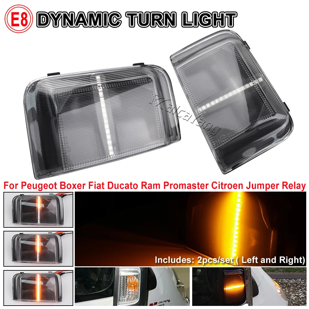 2pcs LED Dynamic Turn Signal Mirror Light For Peugeot Boxer Fiat Ducato Jumper