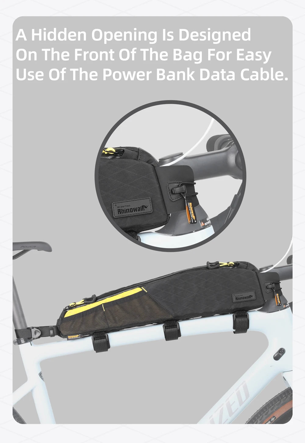 Rhinowalk 2.1L Waterproof Bike Top Tube Bag MTB Gravel Frame Storage Pouch