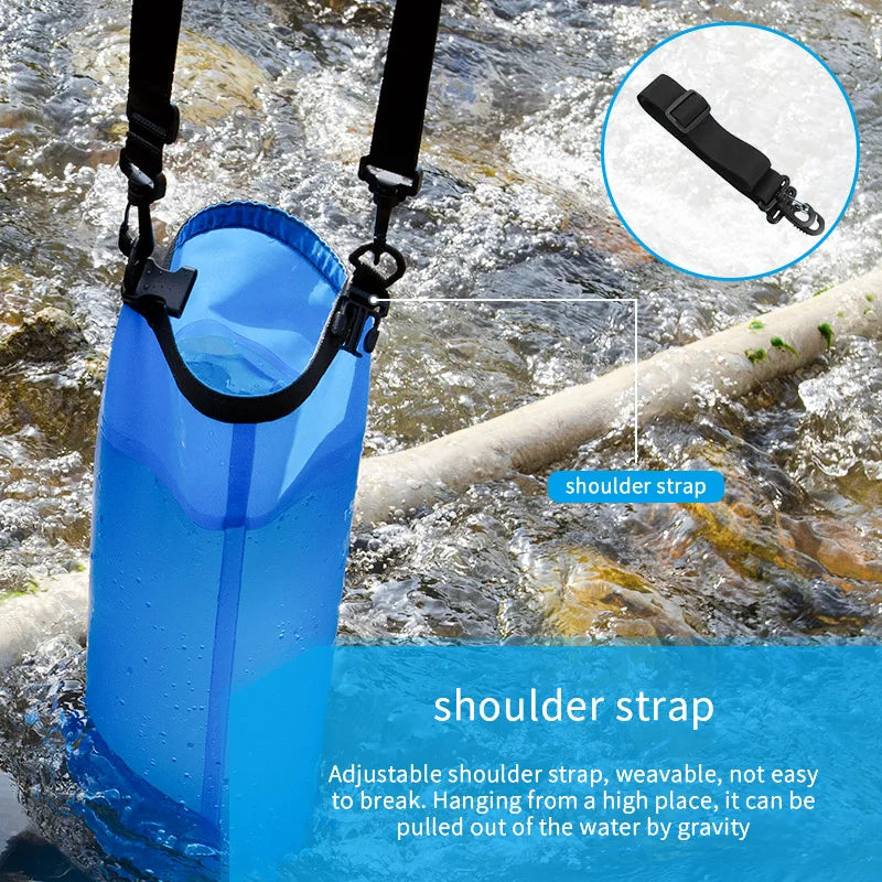 6L TPU Gravity Water Bag with Water Filter Straw – Camping, Hiking, Emergency