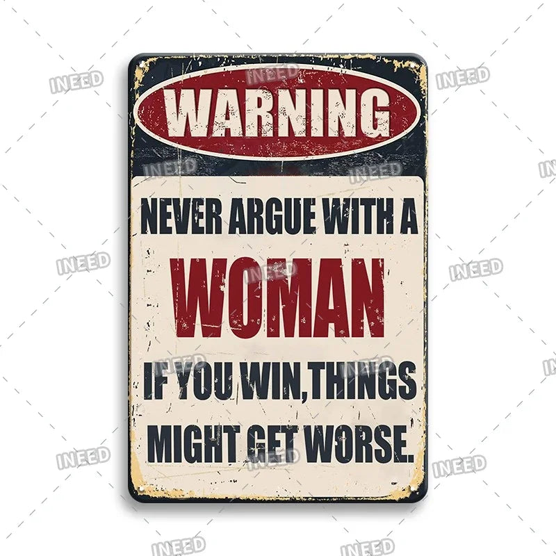 Funny Quote Tin Sign, Garage Wall Plaque, Humorous Metal Sign for Man Cave Decor