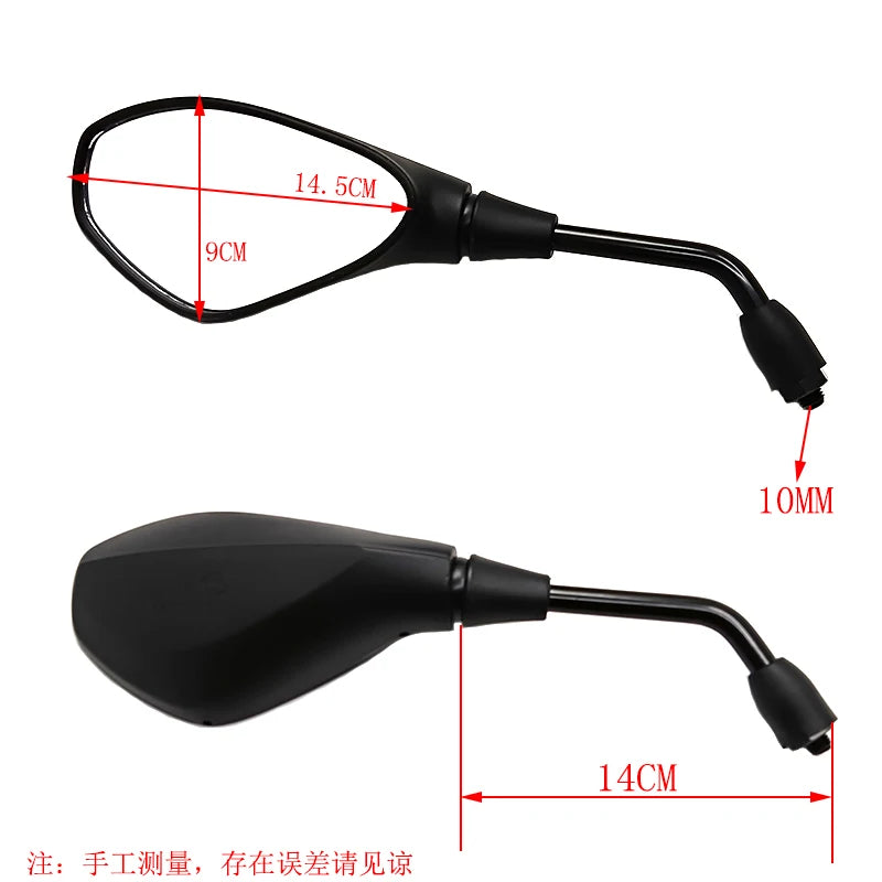 Universal Motorcycle  Mirrors - Black 10mm Pair Honda Suzuki Yamaha BMW Kawasaki