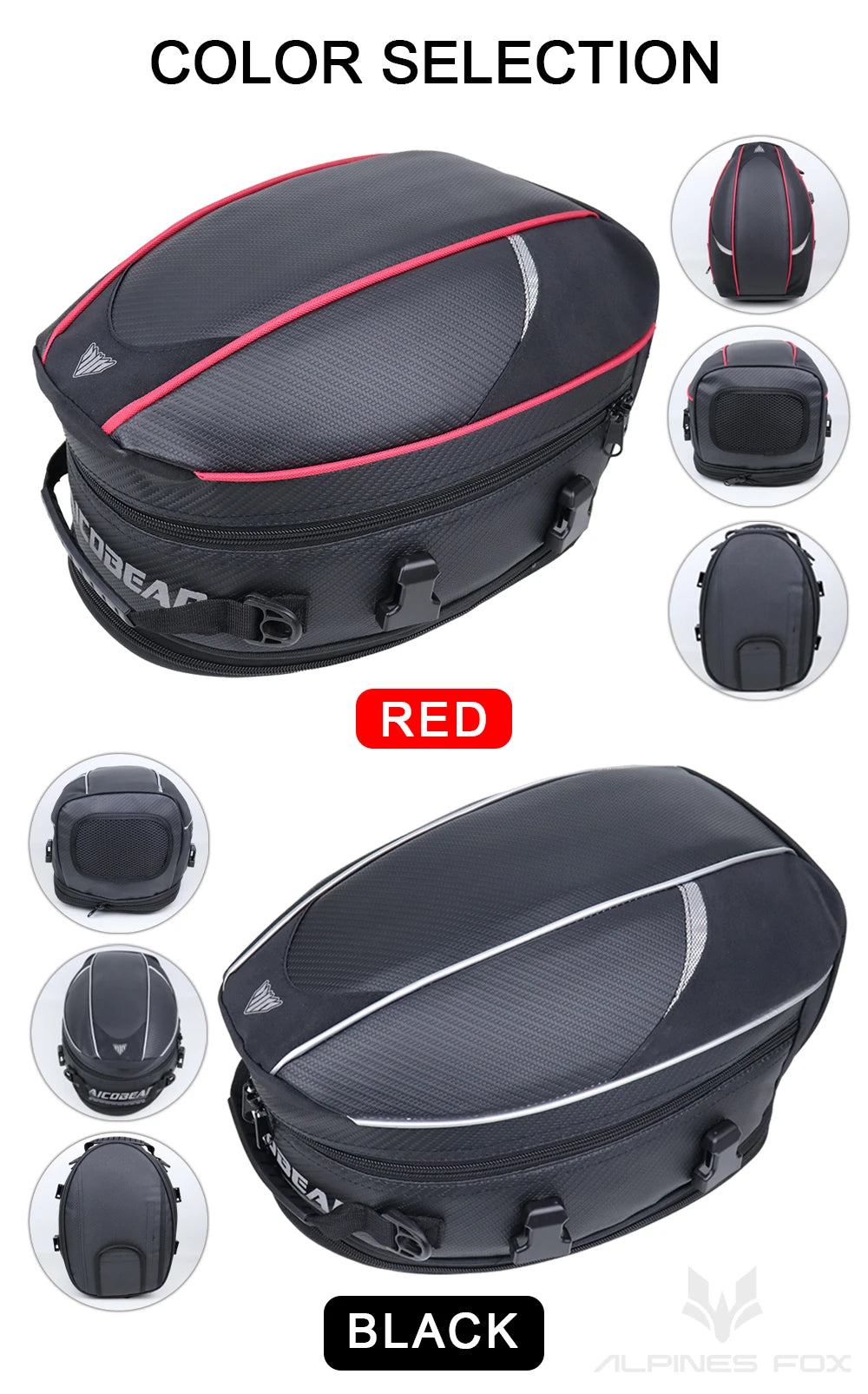 Motorcycle Tail Bag Waterproof Rear Seat Luggage Travel Saddle Pack Touring