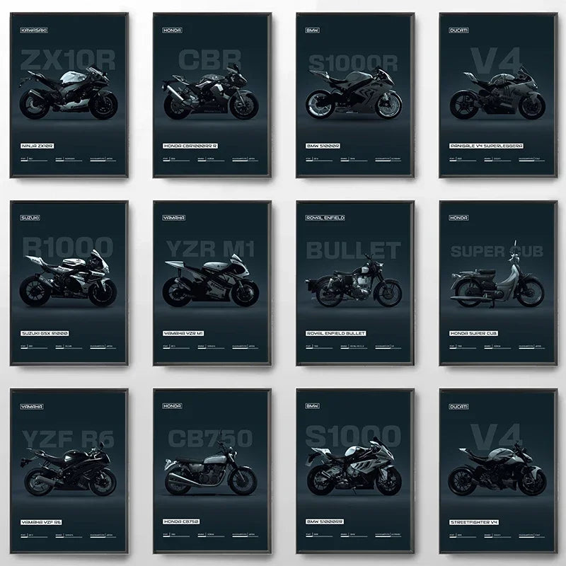 Minimalist Motorcycle Poster Art V4 S1000 RSV4 Canvas Print Mancave Office