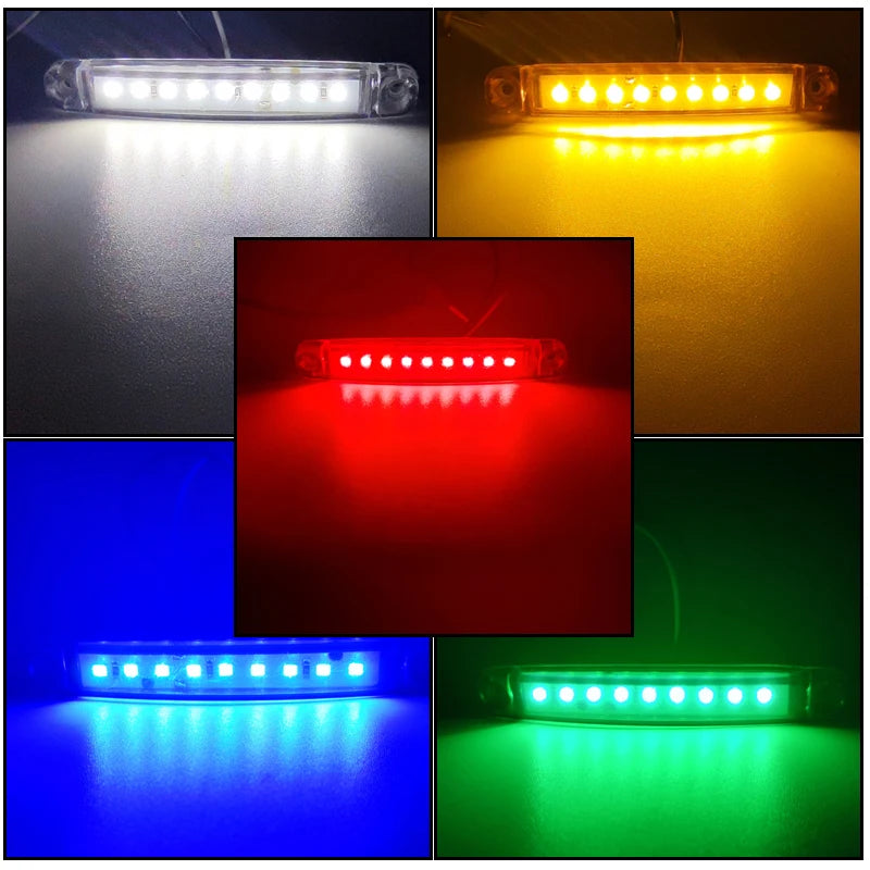 10PCS LED Trailer Side Marker Light 12V/24V Truck Lorry Indicator Lamp 9 SMD